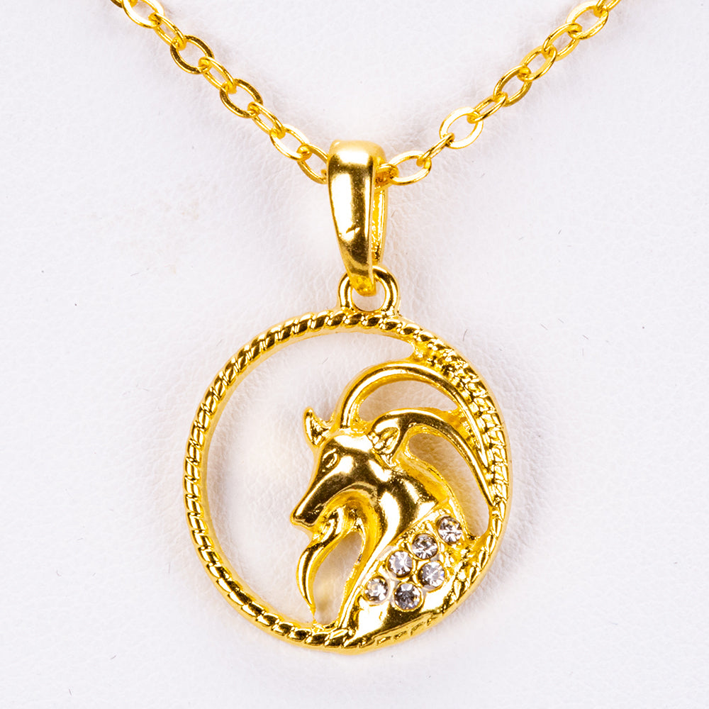 Capricórnio Colar de Liga de Ouro com Cristal Emporia® Branco ( Colar+Pendente ) 1 