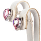 Conjunto de Liga de Ouro com Cristal Emporia® Branco e Cristal Emporia® Rosa ( Brincos+Pulseira )