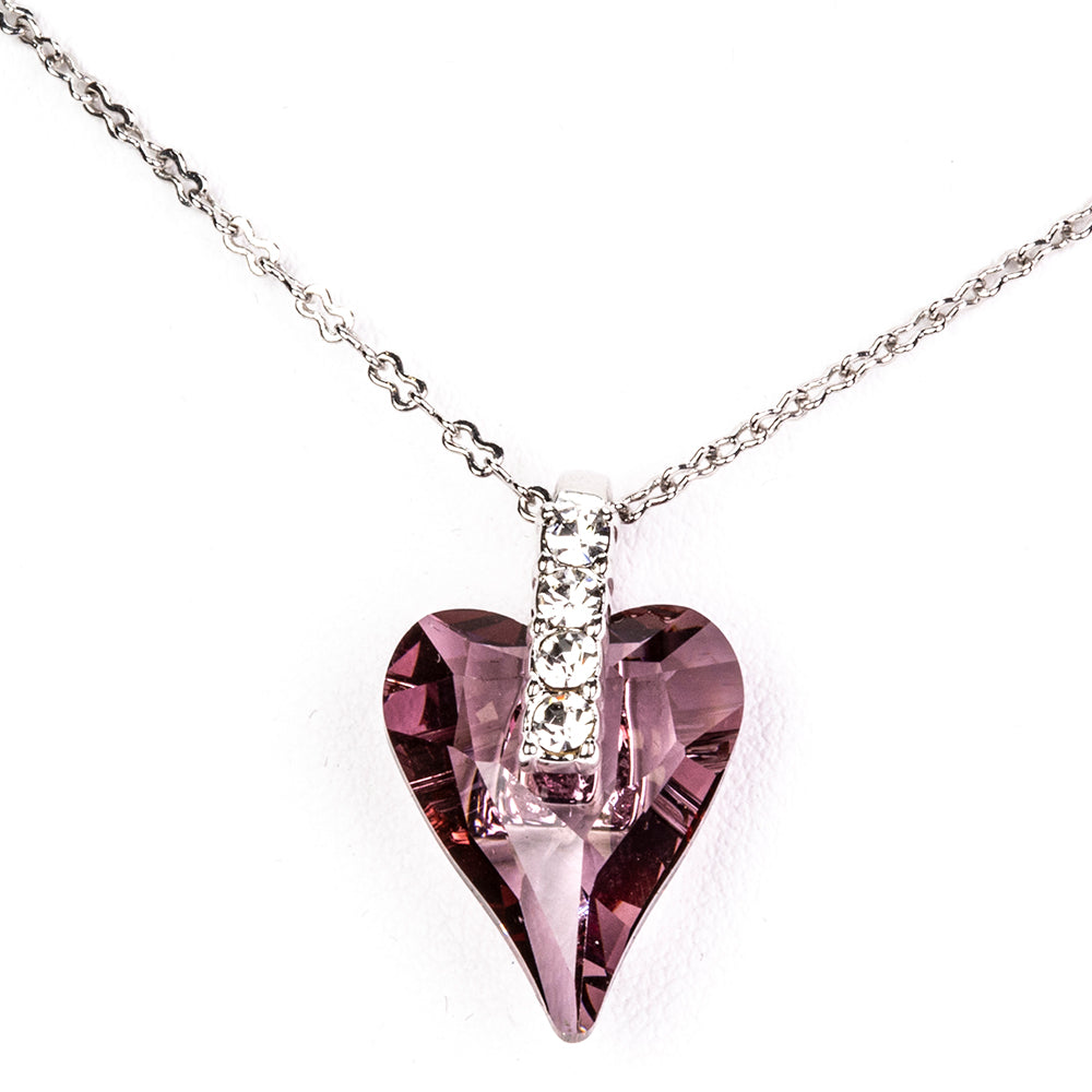 Conjunto de Liga de Ouro com Cristal Emporia® Roxo ( Brincos+Pendente )