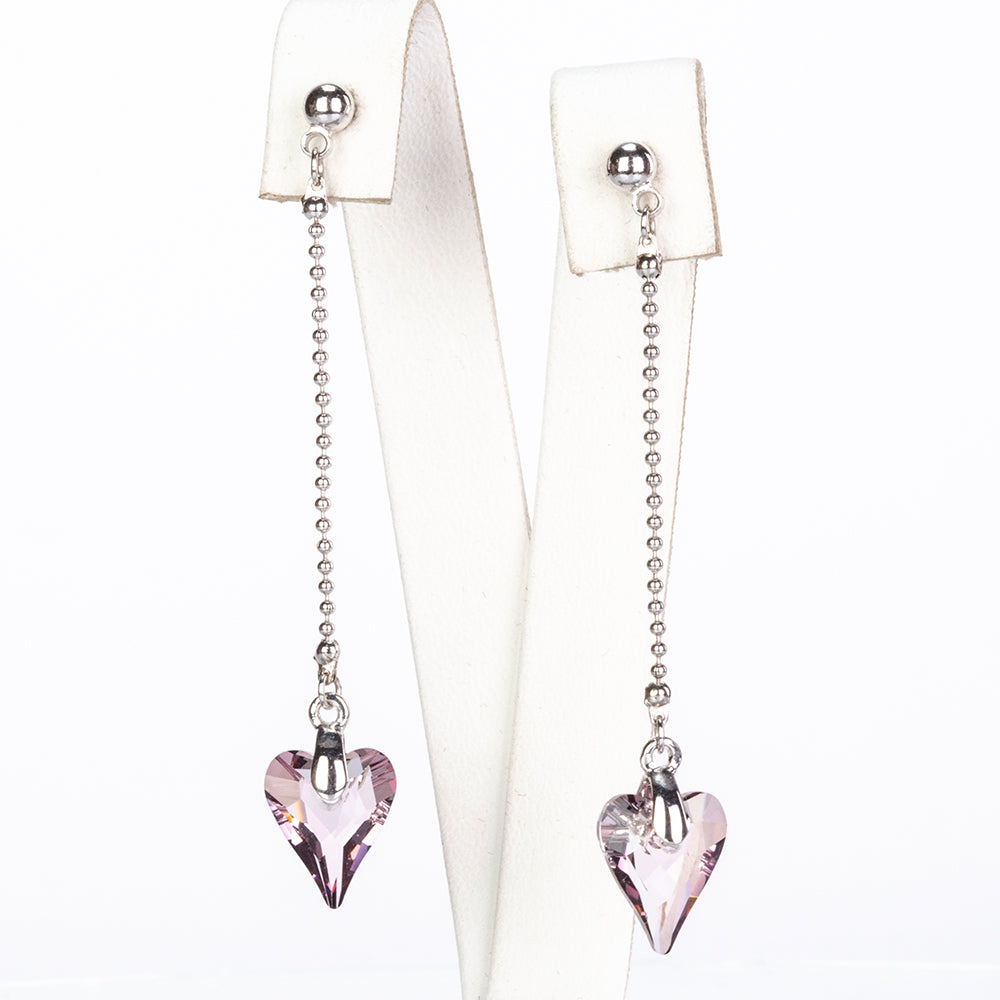 Conjunto de Liga de Ouro com Cristal Emporia® Roxo ( Brincos+Pendente ) 4 