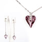 Conjunto de Liga de Ouro com Cristal Emporia® Roxo ( Brincos+Pendente )