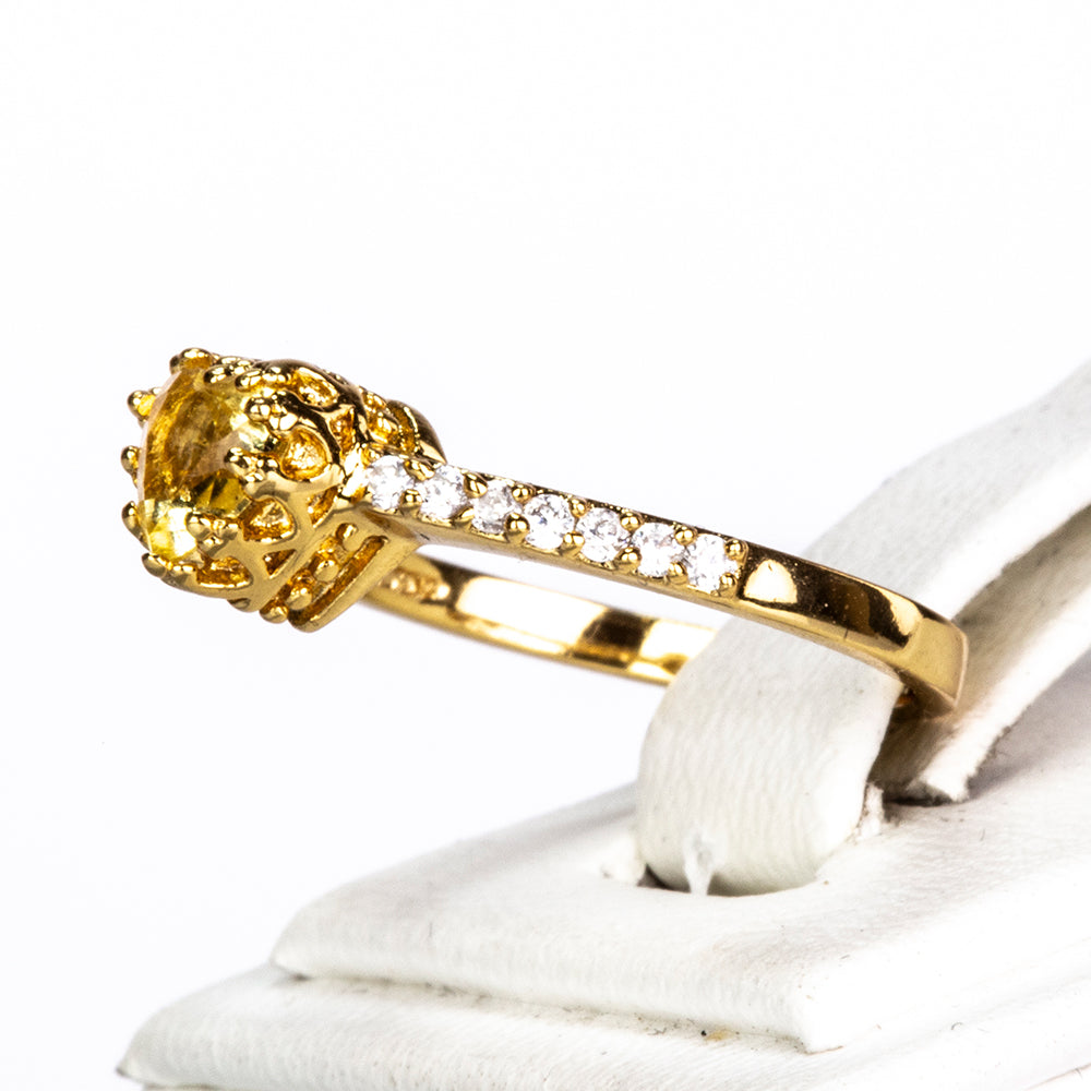 Anel de Liga de Ouro com Cristal Emporia® Amarelo