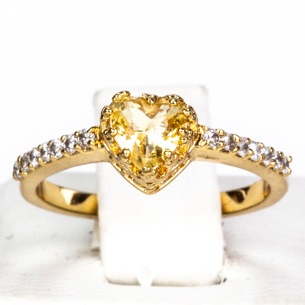 Anel de Liga de Ouro com Cristal Emporia® Amarelo