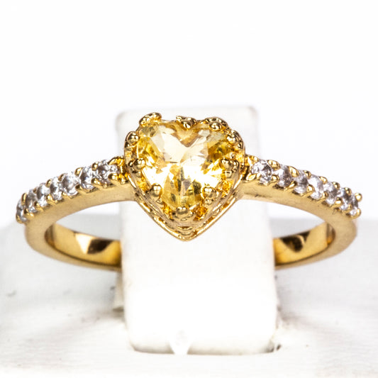Anel de Liga de Ouro com Cristal Emporia® Amarelo