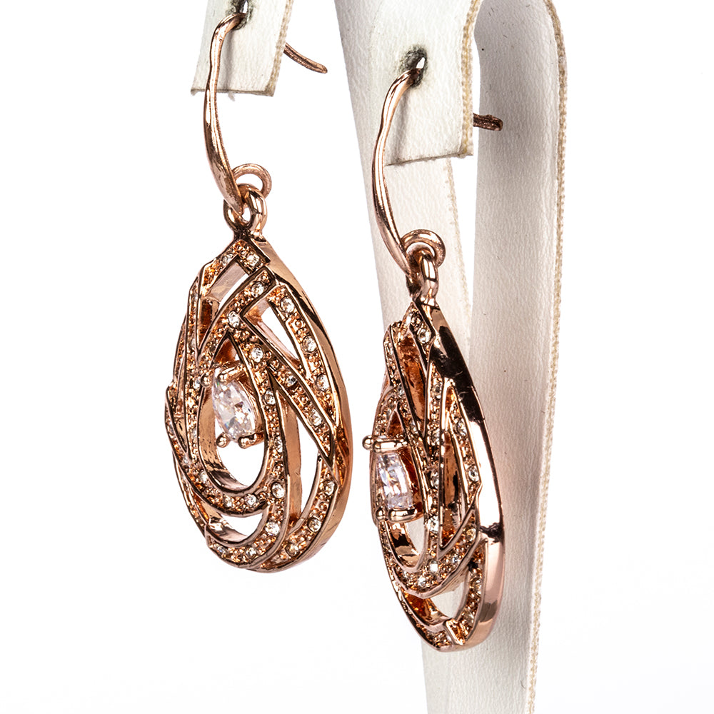 Conjunto de Liga de Ouro com Cristal Emporia® Branco ( Colar+Brincos+Pendente )