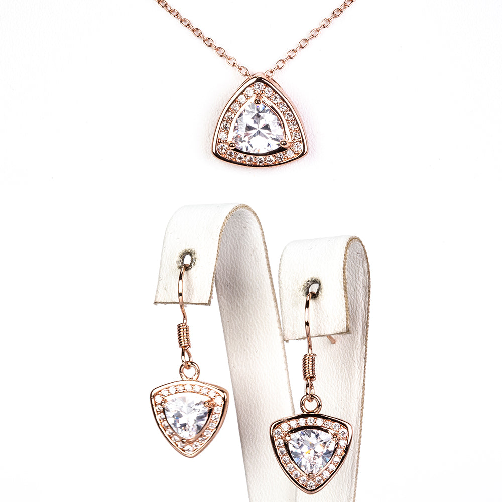 Conjunto de Liga de Ouro com Cristal Emporia® Branco ( Colar+Brincos ) 1 