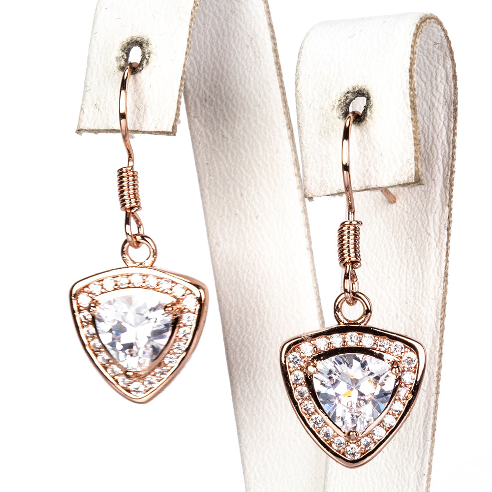 Conjunto de Liga de Ouro com Cristal Emporia® Branco ( Colar+Brincos )