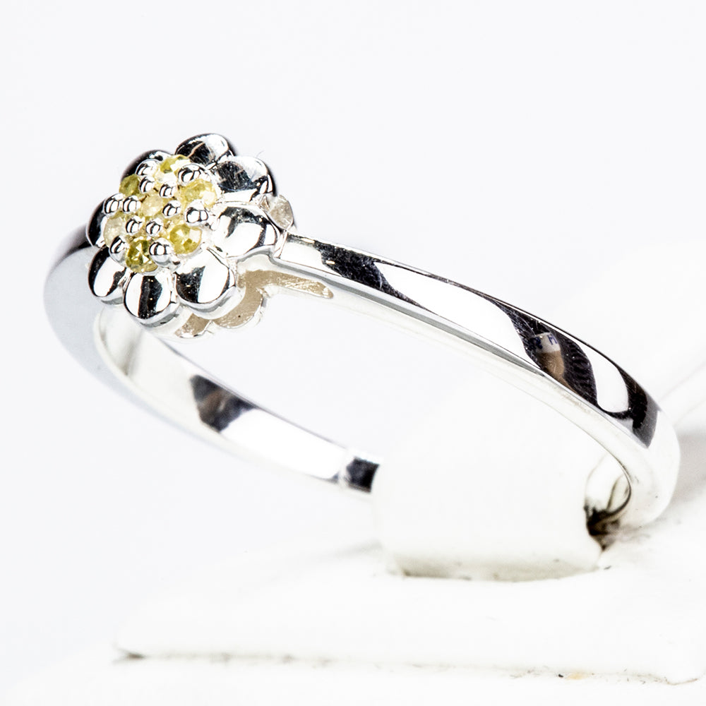Anel de Prata com Diamante Amarelo 5 