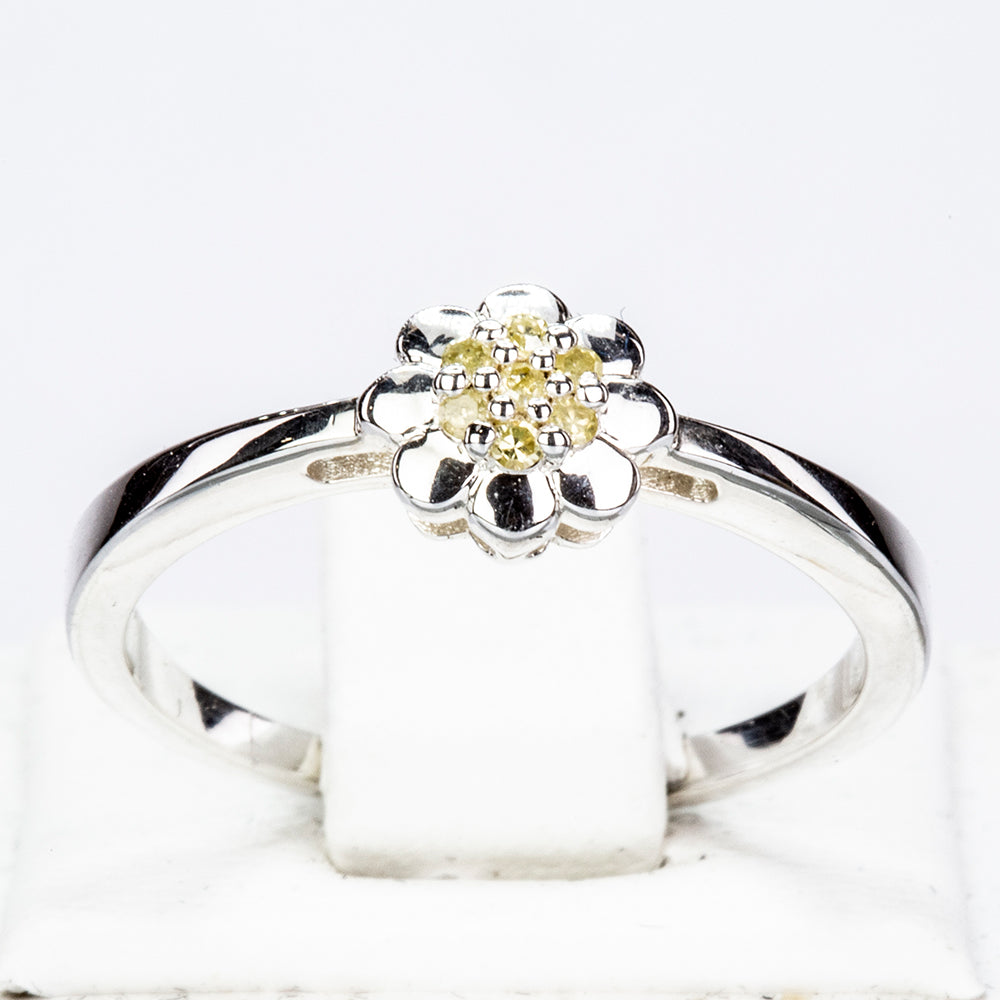 Anel de Prata com Diamante Amarelo