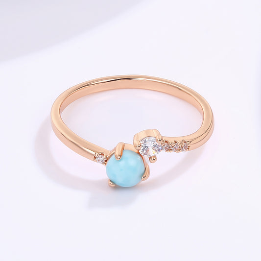 Anel de Liga de Ouro com Cristal Emporia® Azul e Cristal Emporia® Branco