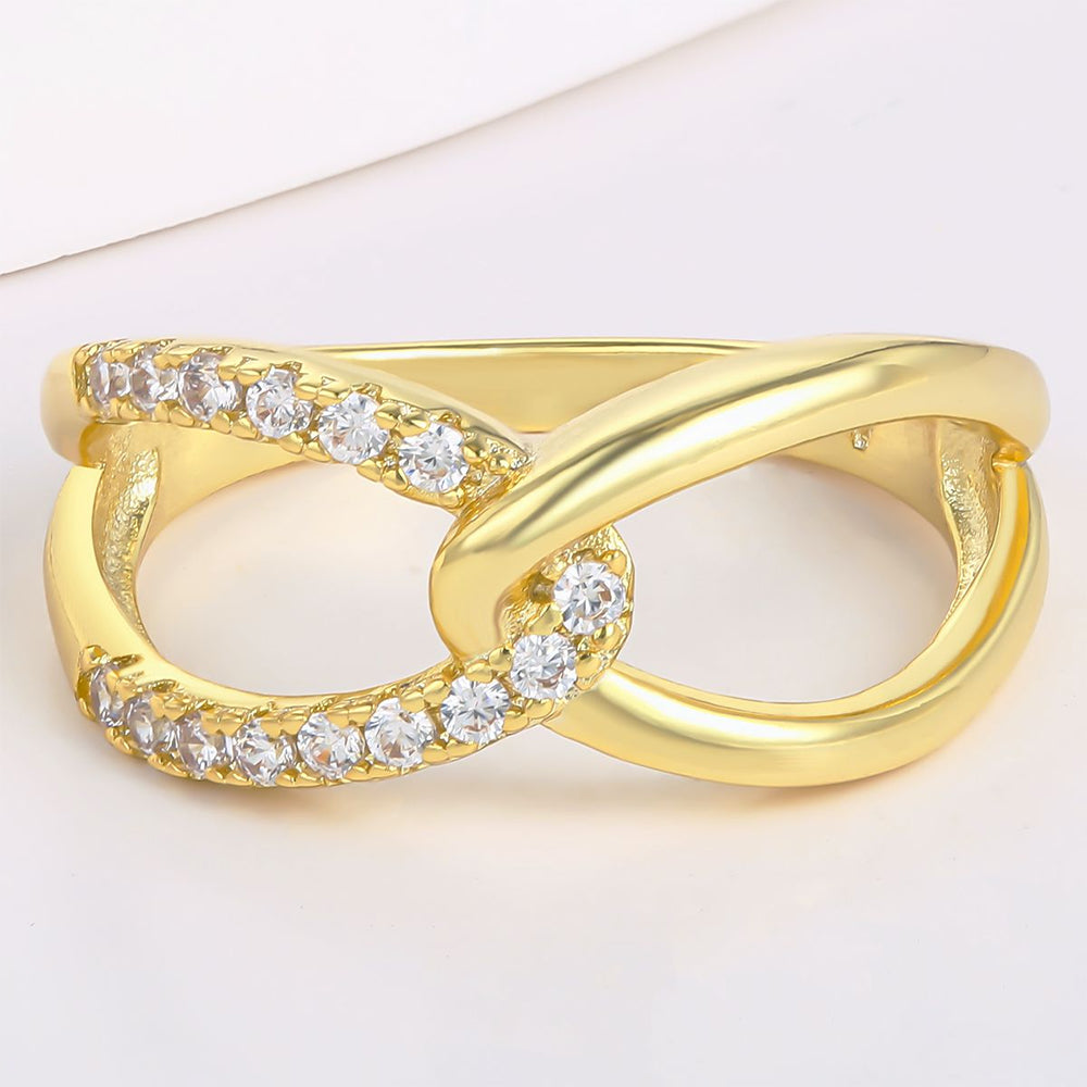 Anel de Liga de Ouro com Cristal Emporia® Branco
