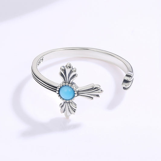 Anel de Liga de Ouro com Cristal Emporia® Azul