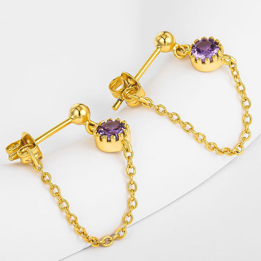 Brincos de Liga de Ouro com Cristal Emporia® Roxo