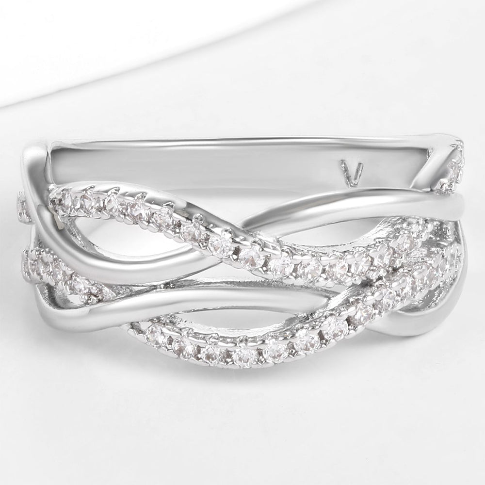 Anel de Liga de Ouro com Cristal Emporia® Branco 1 