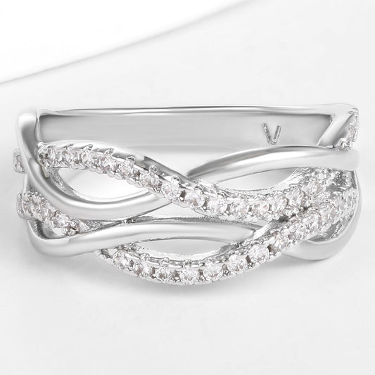 Anel de Liga de Ouro com Cristal Emporia® Branco