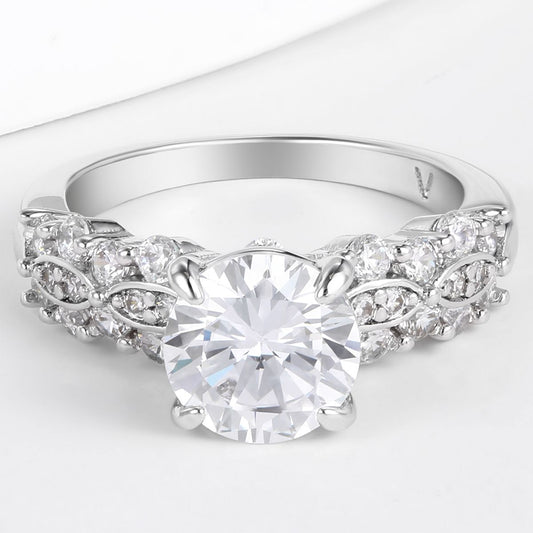 Anel de Liga de Ouro com Cristal Emporia® Branco