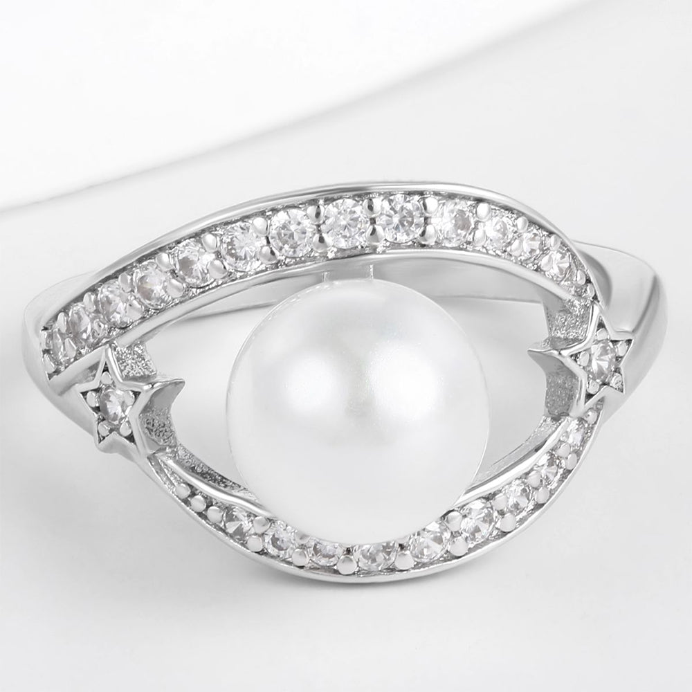 Anel de Liga de Ouro com Cristal Emporia® Branco