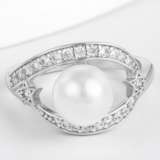 Anel de Liga de Ouro com Cristal Emporia® Branco