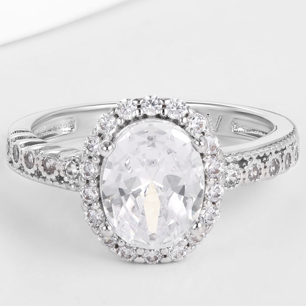 Anel de Liga de Ouro com Cristal Emporia® Branco 1 