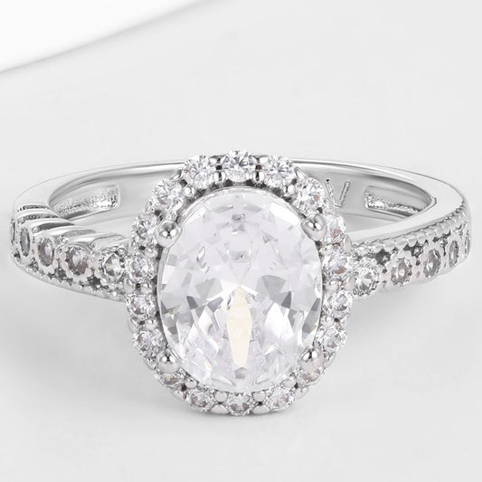 Anel de Liga de Ouro com Cristal Emporia® Branco