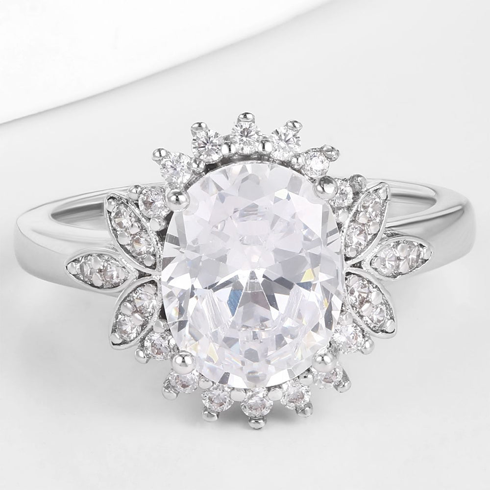 Anel de Liga de Ouro com Cristal Emporia® Branco 1 