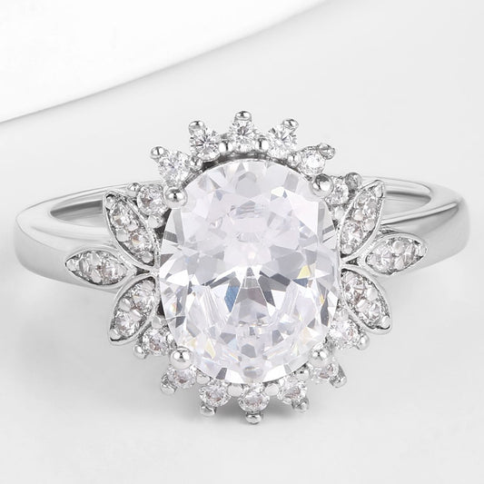 Anel de Liga de Ouro com Cristal Emporia® Branco