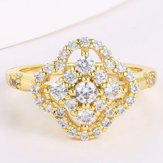 Anel de Liga de Ouro com Cristal Emporia® Branco