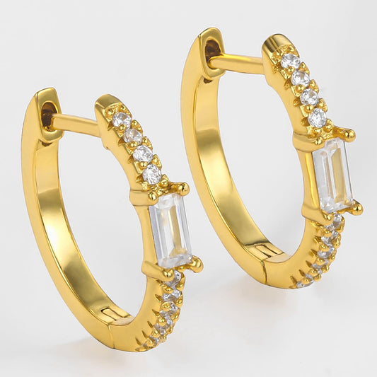 Brincos de Liga de Ouro com Cristal Emporia® Branco