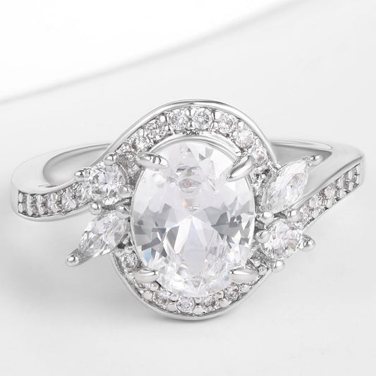 Anel de Liga de Ouro com Cristal Emporia® Branco