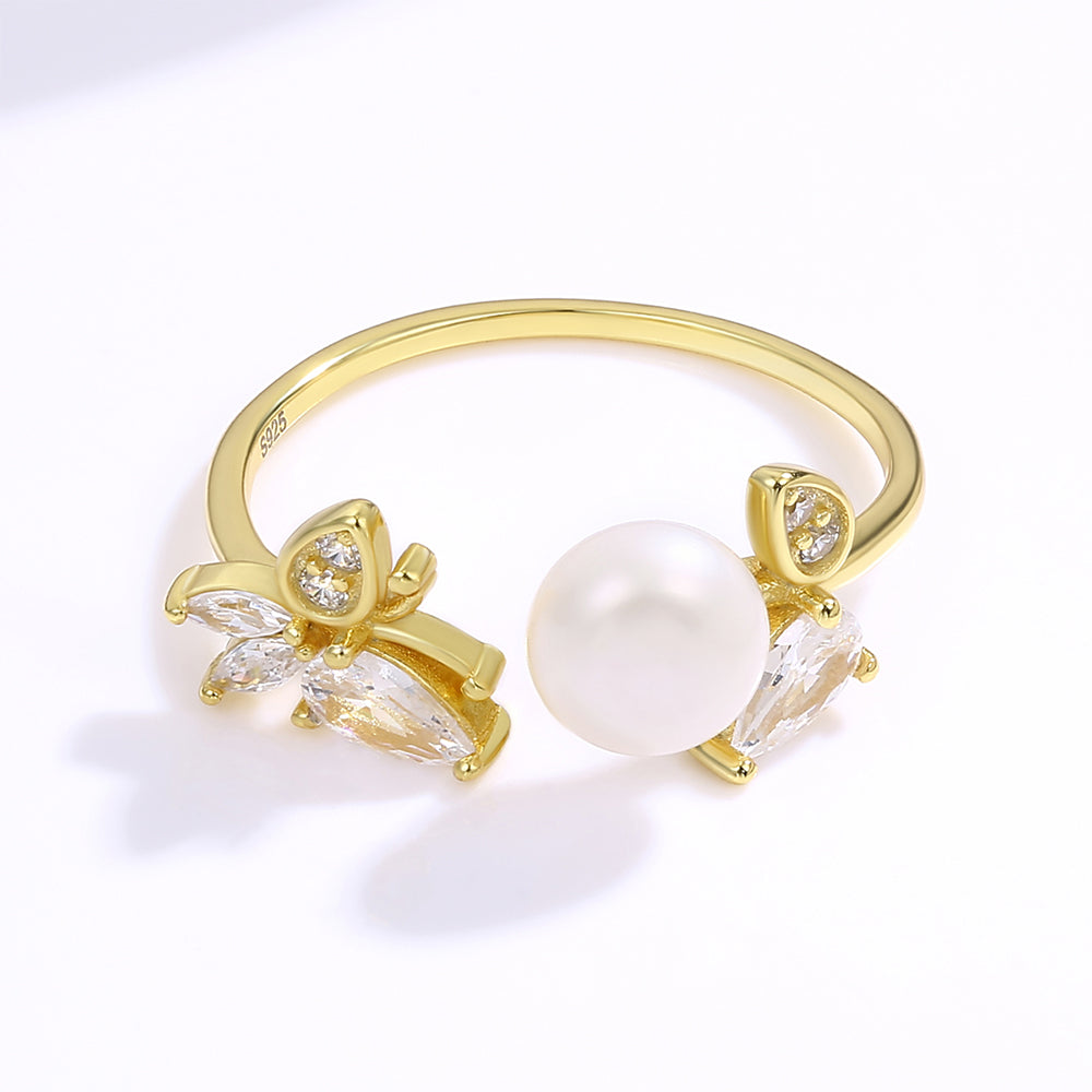 Anel de Liga de Ouro com Cristal Emporia® Branco