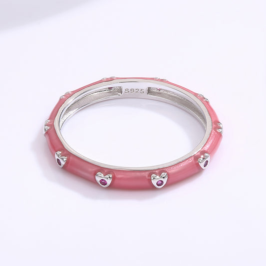 Anel de Liga de Ouro com Cristal Emporia® Branco e Esmalte