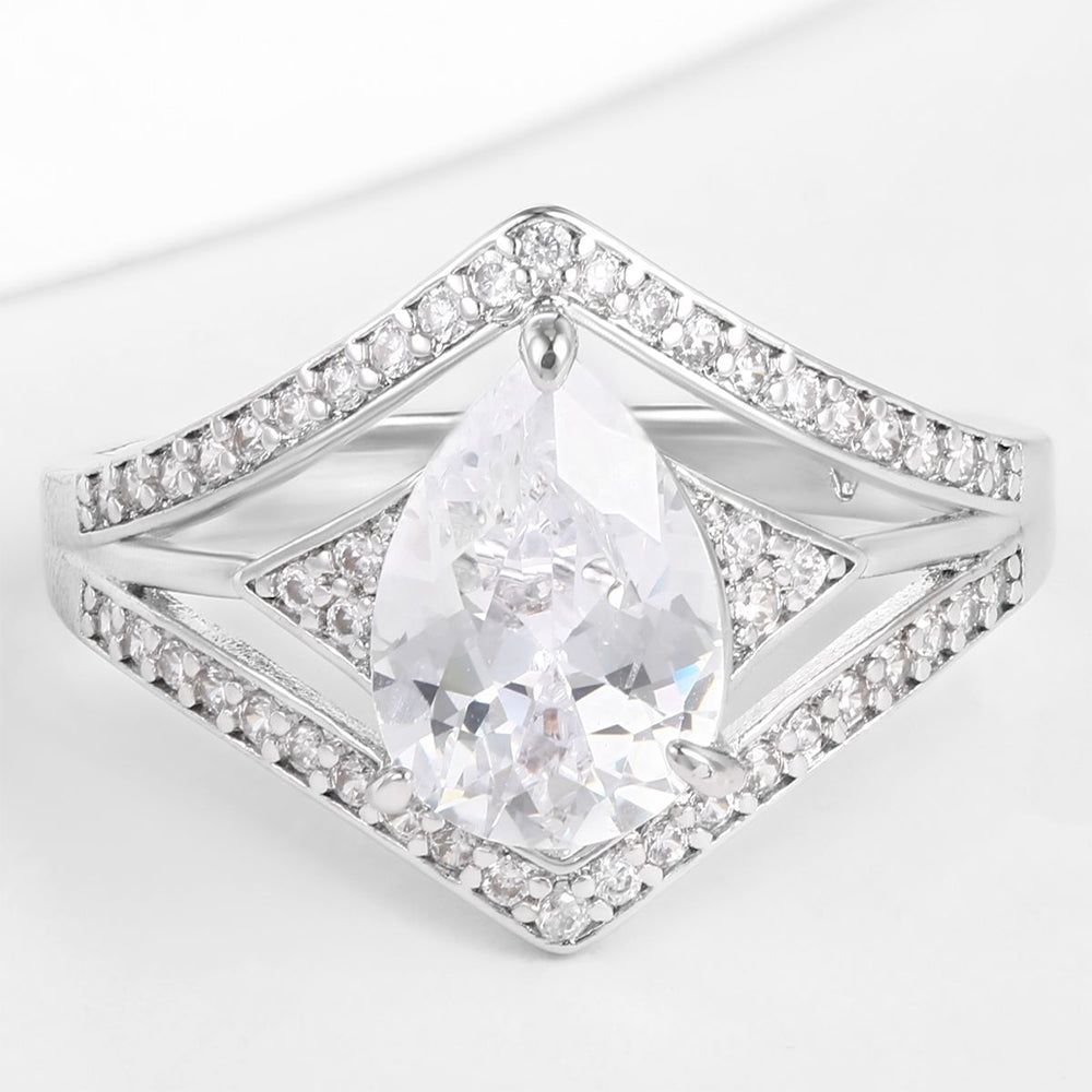 Anel de Liga de Ouro com Cristal Emporia® Branco 1 