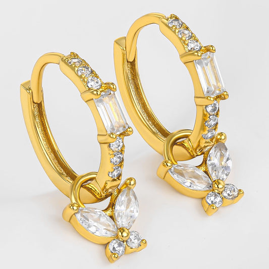 Brincos de Liga de Ouro com Cristal Emporia® Branco