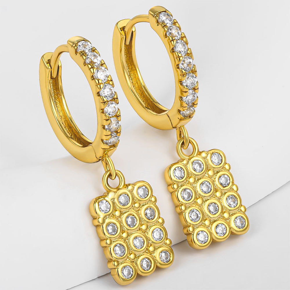 Brincos de Liga de Ouro com Cristal Emporia® Branco