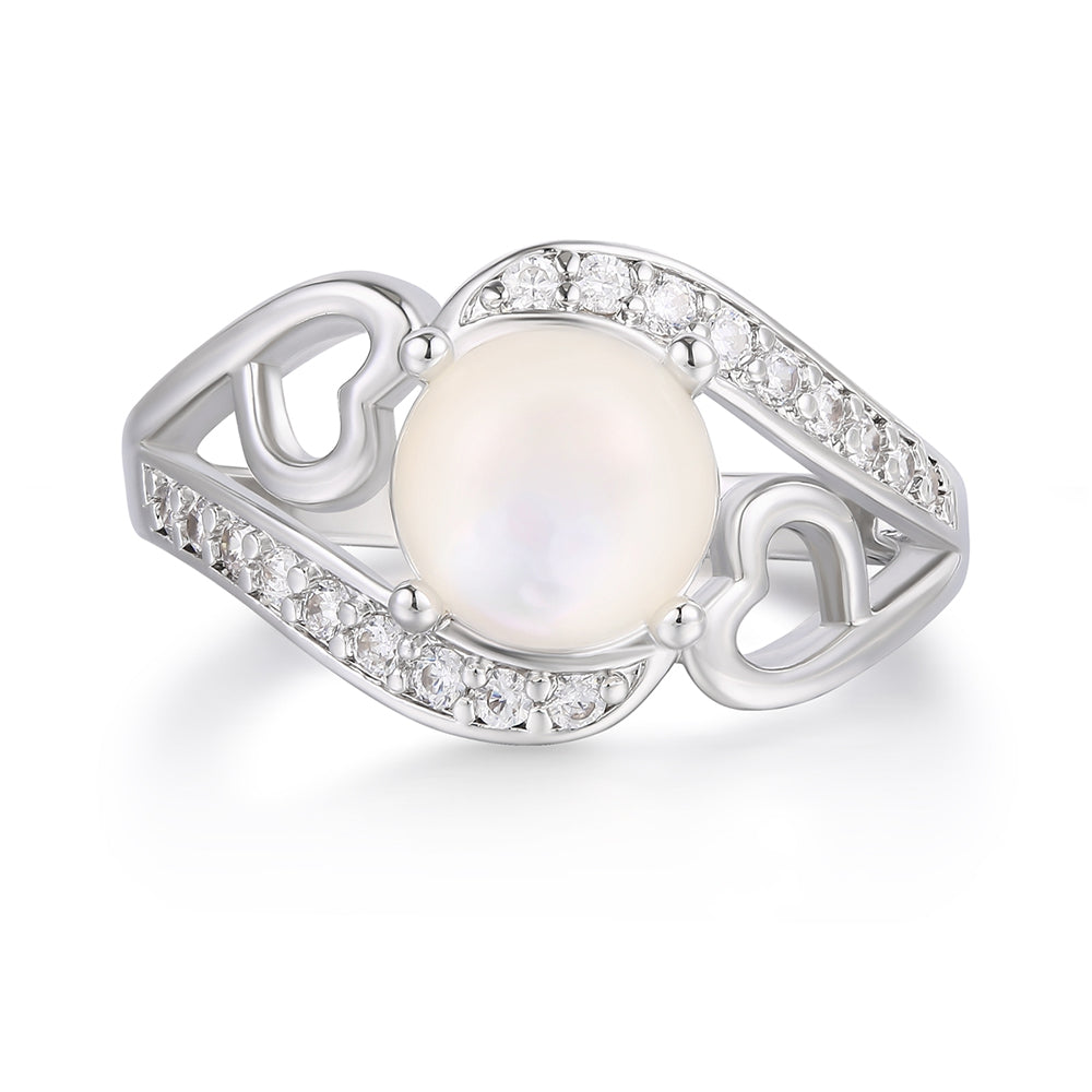 Anel de Liga de Ouro com Cristal Emporia® Branco e Esmalte