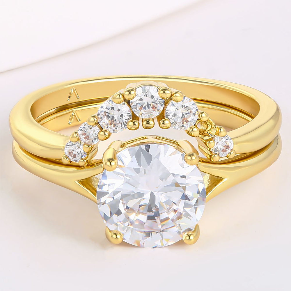 Anel de Liga de Ouro com Cristal Emporia® Branco 1 