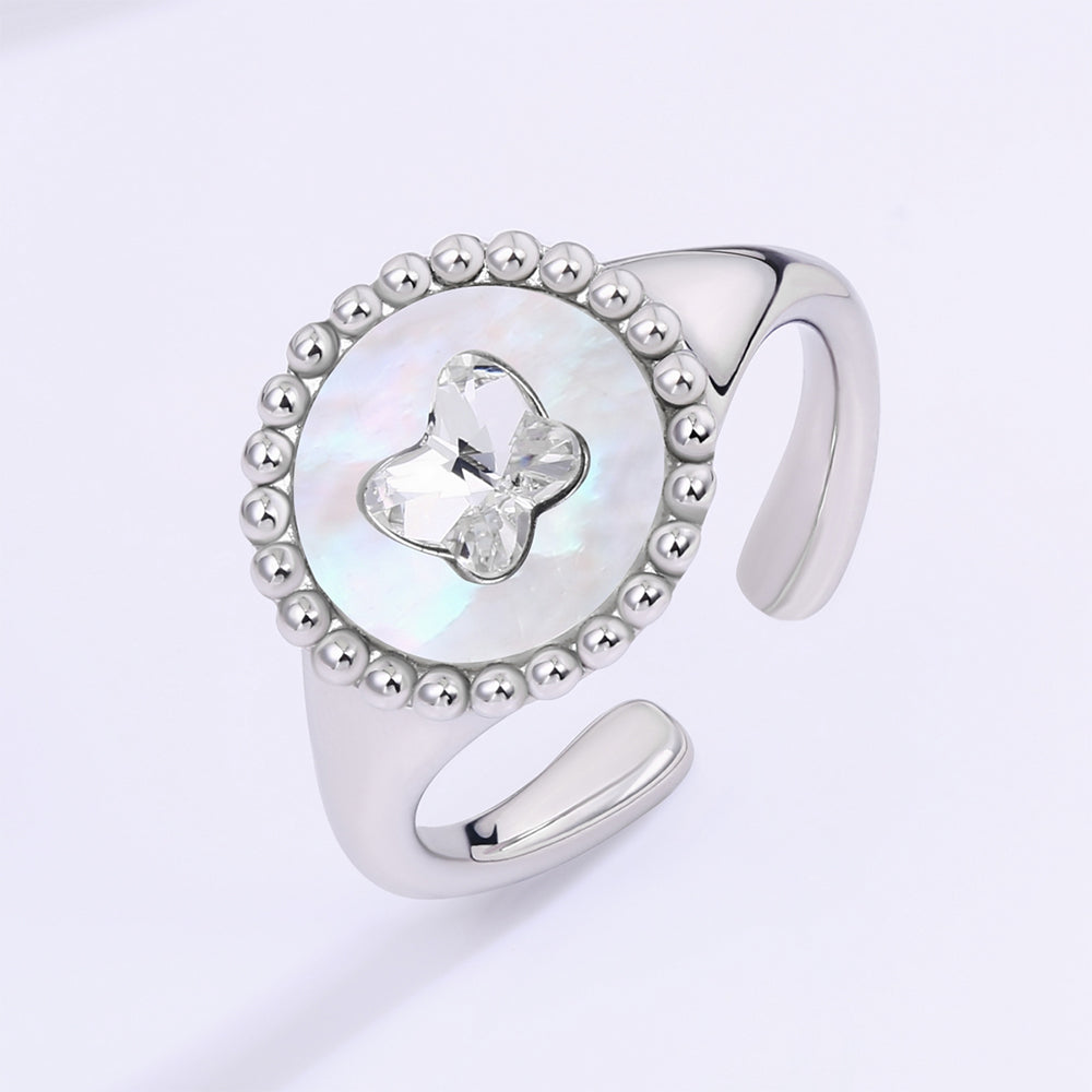 Anel de Liga de Ouro com Cristal Emporia® Branco 1 
