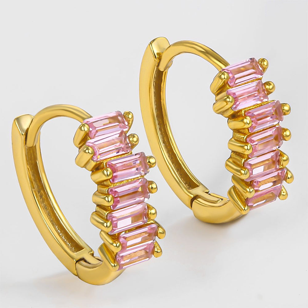 Brincos de Liga de Ouro com Cristal Emporia® Rosa 1 