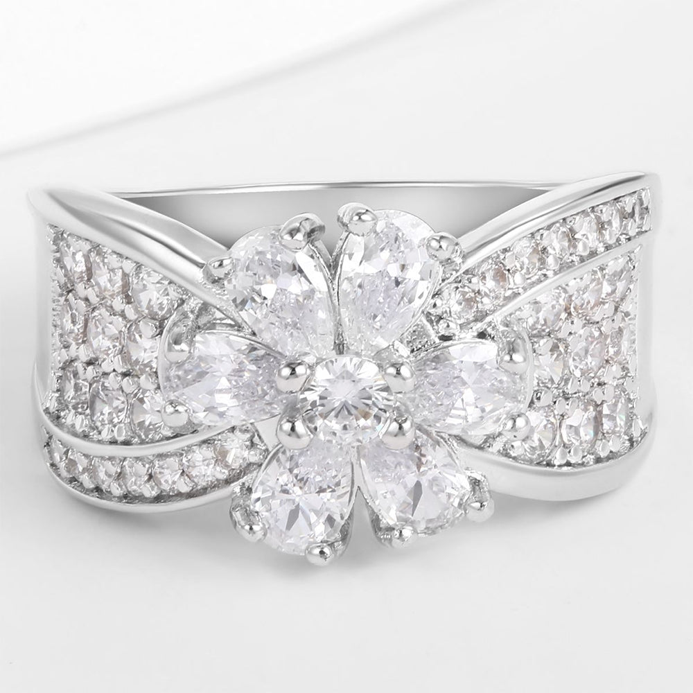 Anel de Liga de Ouro com Cristal Emporia® Branco 1 