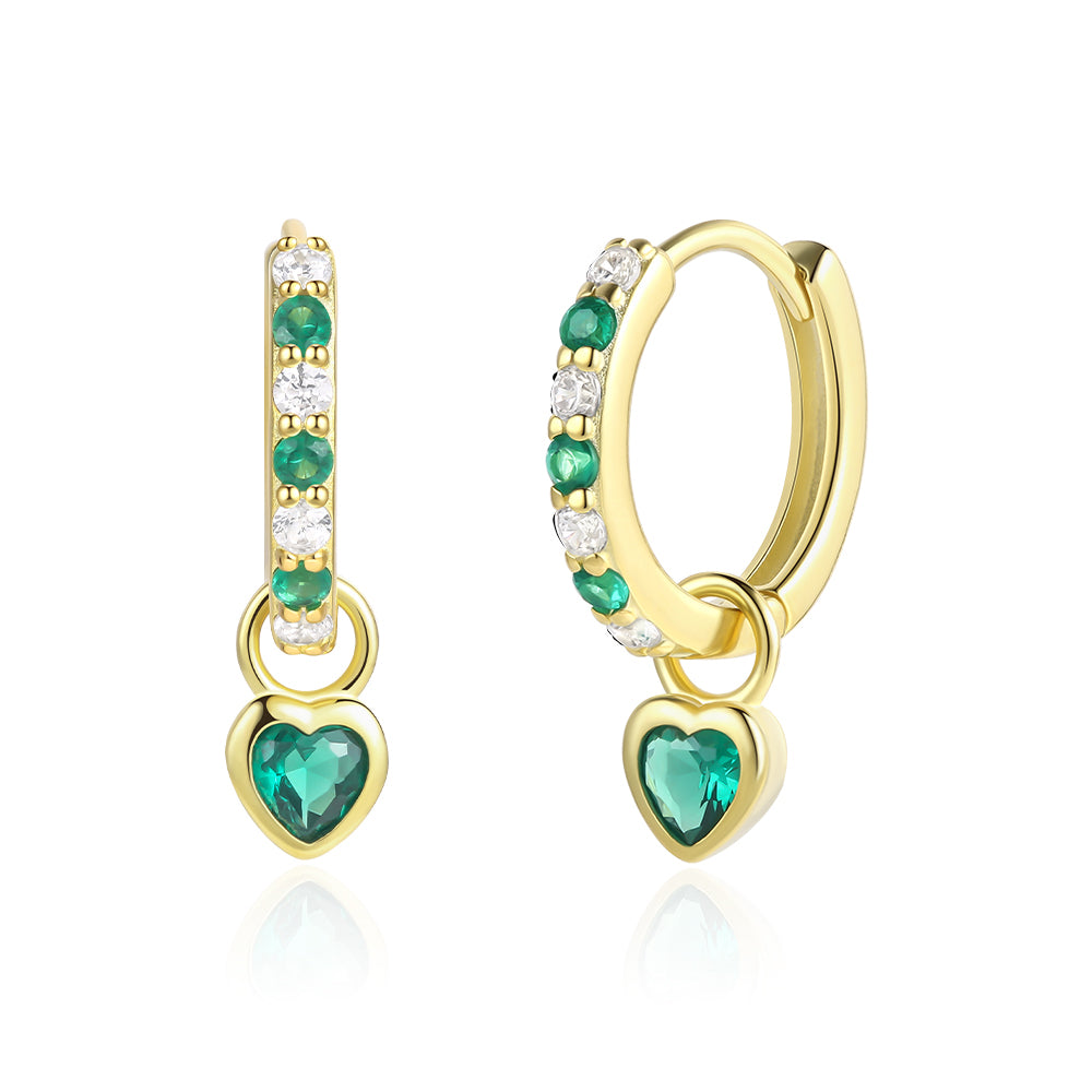Brincos de Liga de Ouro com Cristal Emporia® Verde e Cristal Emporia® Branco