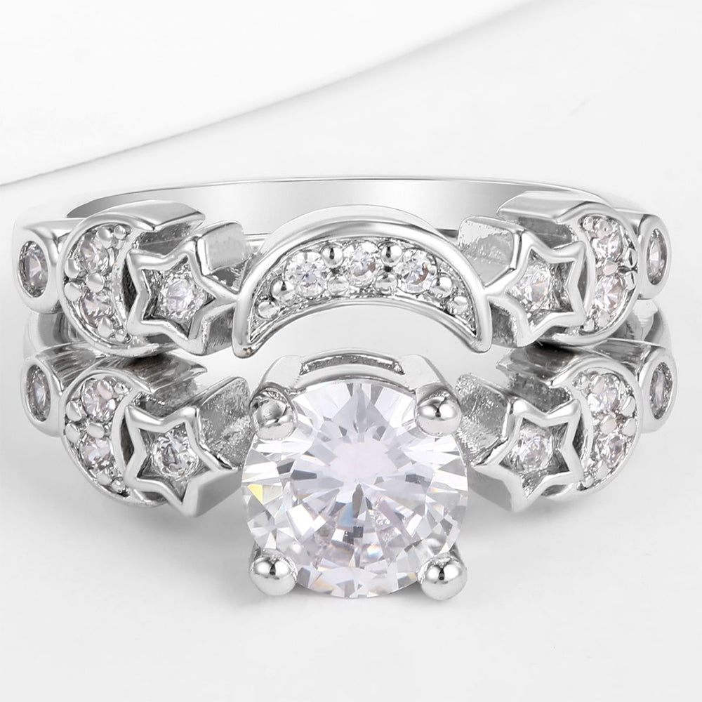 Anel de Liga de Ouro com Cristal Emporia® Branco 1 