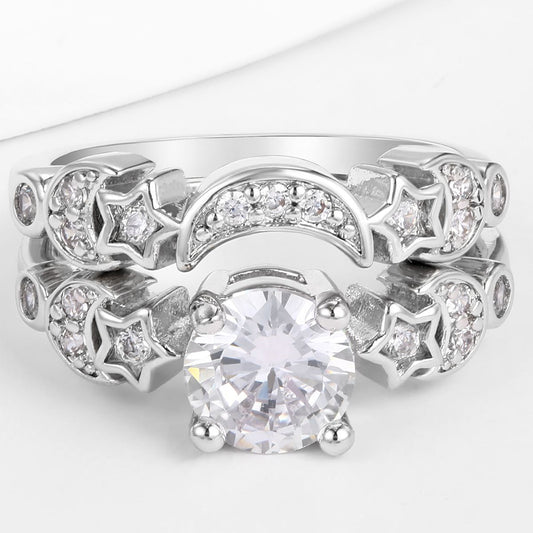 Anel de Liga de Ouro com Cristal Emporia® Branco