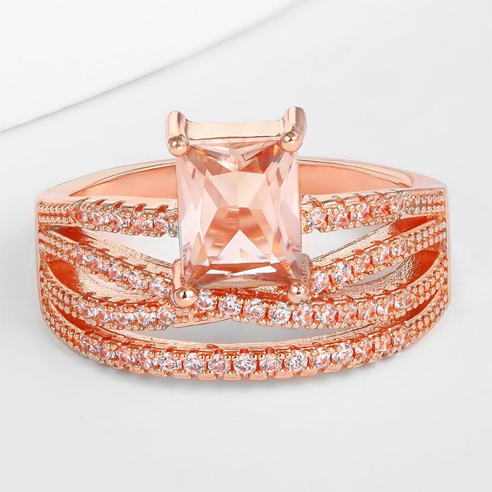 Anel de Liga de Ouro com Cristal Emporia® Branco 1 