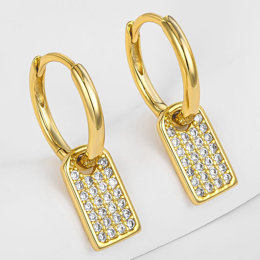 Brincos de Liga de Ouro com Cristal Emporia® Branco