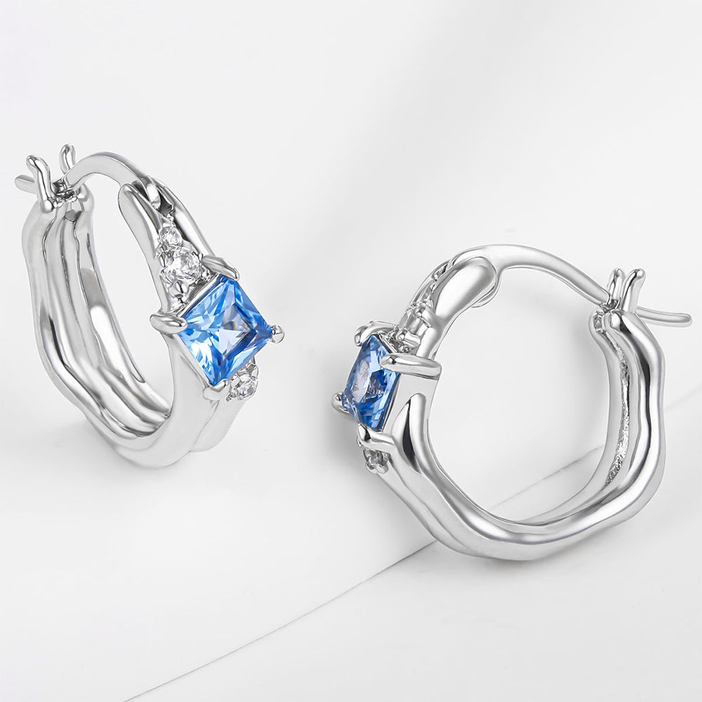 Brincos de Liga de Ouro com Cristal Emporia® Azul 1 