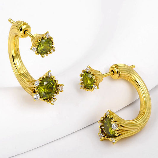 Brincos de Liga de Ouro com Cristal Emporia® Verde