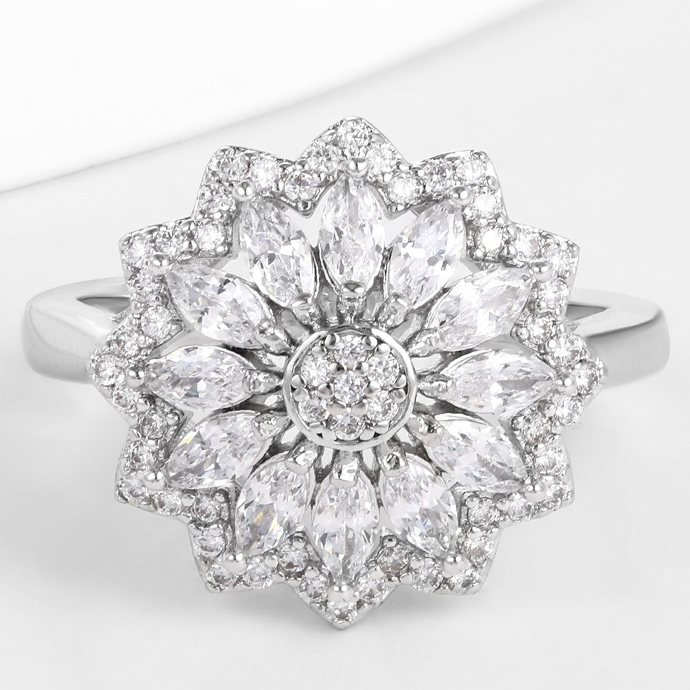 Anel de Liga de Ouro com Cristal Emporia® Branco 1 