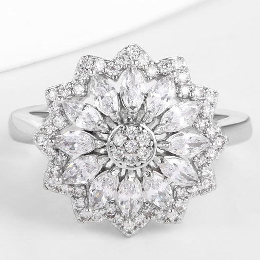 Anel de Liga de Ouro com Cristal Emporia® Branco