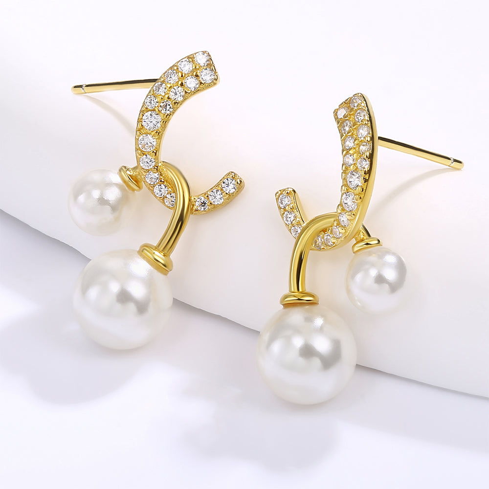 Brincos de Liga de Ouro com Cristal Emporia® Branco e Esmalte 1 