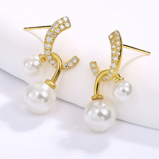 Brincos de Liga de Ouro com Cristal Emporia® Branco e Esmalte